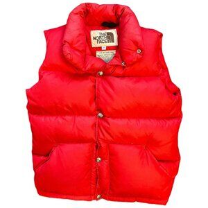 Vintage The North Face Down Puffer Vest Red Men's Brown Tag 1970s 1980s Size XS